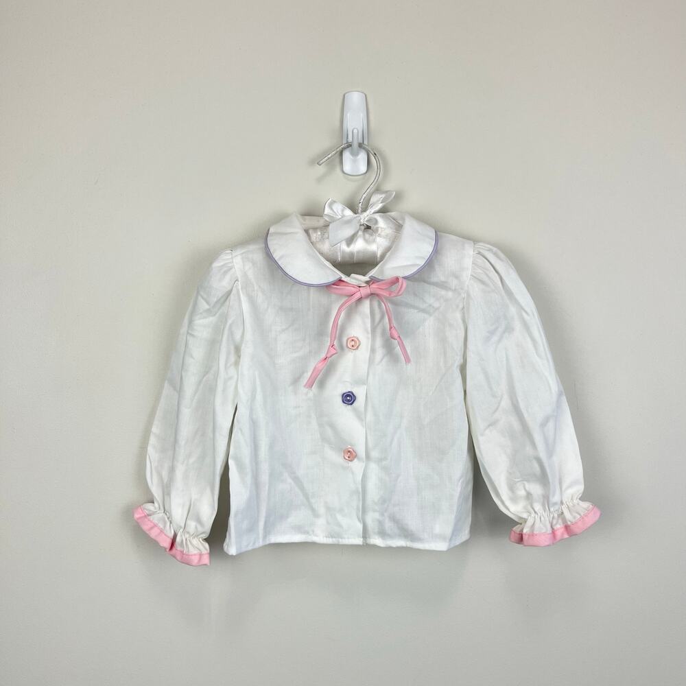 Vintage Healthtex Long Sleeve White Ruffle Blouse 18 Months USA